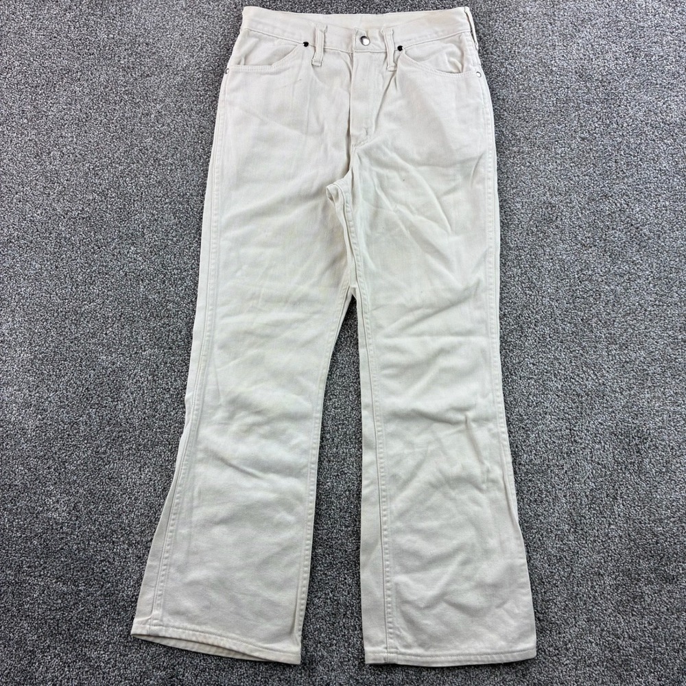 Vintage 60s Wrangler Jeans Women's 11/12 White Cotton Flare High Rise USA Made